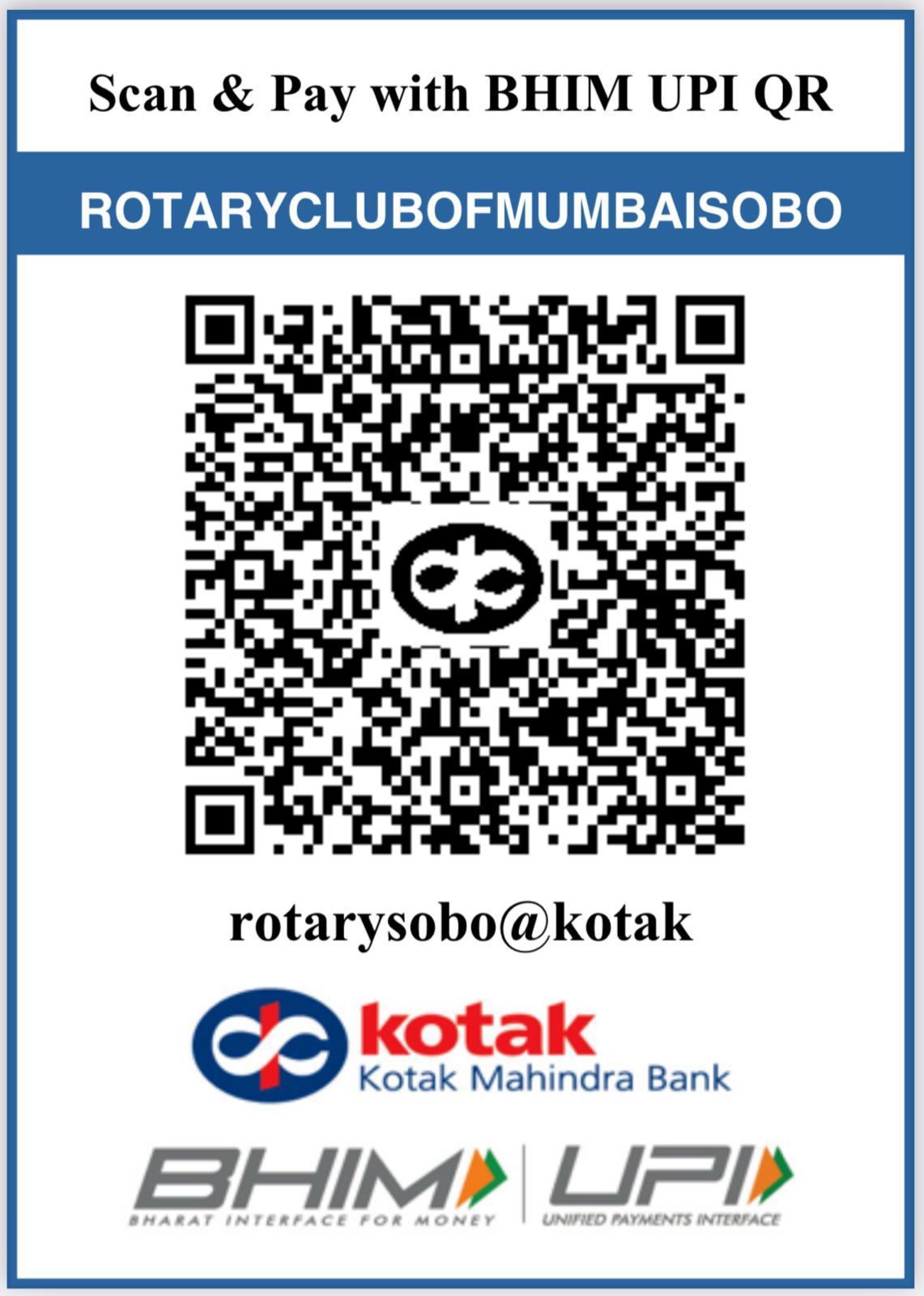 Pay ₹5,000 — Rotary Club of Mumbai SOBO